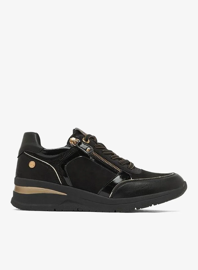 Xti BLACK Women Metallic Wedge Heel Ankle Sneakers for Women | Best Price UAE