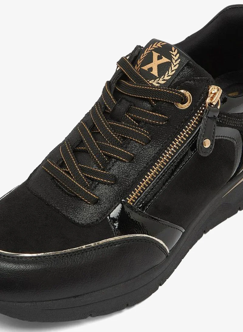 Xti BLACK Women Metallic Wedge Heel Ankle Sneakers for Women | Best Price UAE