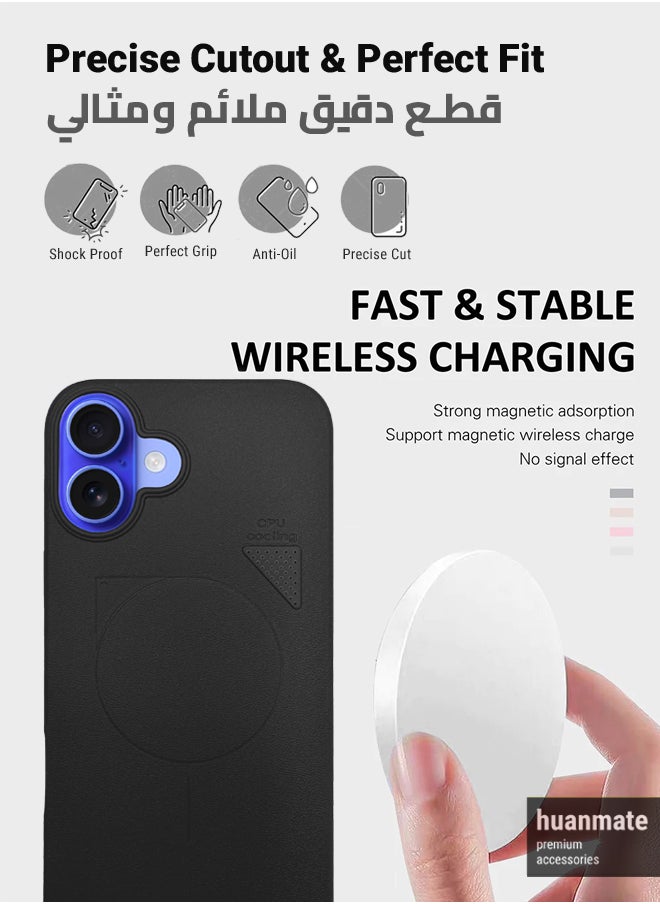 huanmate - Apple iPhone 16 MagSafe Case Black- High Quality Strong Magnet, Wireless Charging Compatible, Shockproof Protection, Ultra Slim Anti-Scratch Magnetic Cover for Apple iPhone 16 - Image 1