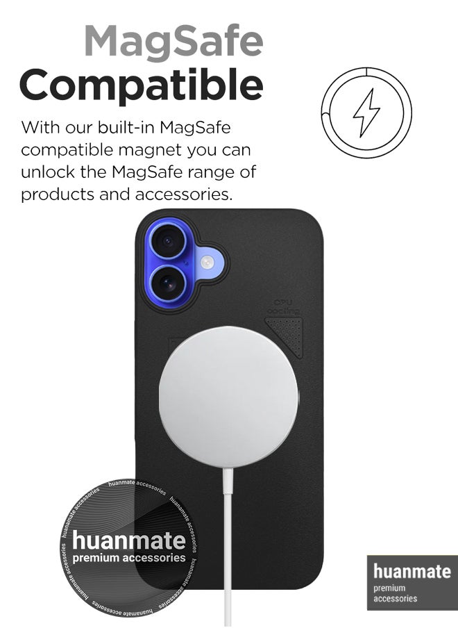 huanmate - Apple iPhone 16 MagSafe Case Black- High Quality Strong Magnet, Wireless Charging Compatible, Shockproof Protection, Ultra Slim Anti-Scratch Magnetic Cover for Apple iPhone 16 - Image 1