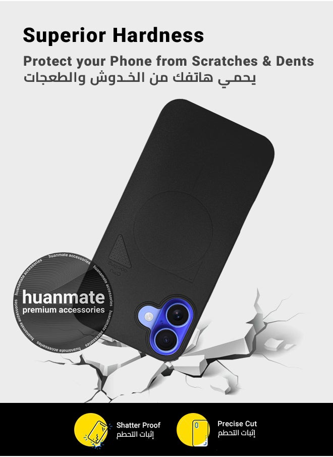 huanmate - Apple iPhone 16 MagSafe Case Black- High Quality Strong Magnet, Wireless Charging Compatible, Shockproof Protection, Ultra Slim Anti-Scratch Magnetic Cover for Apple iPhone 16 - Image 1