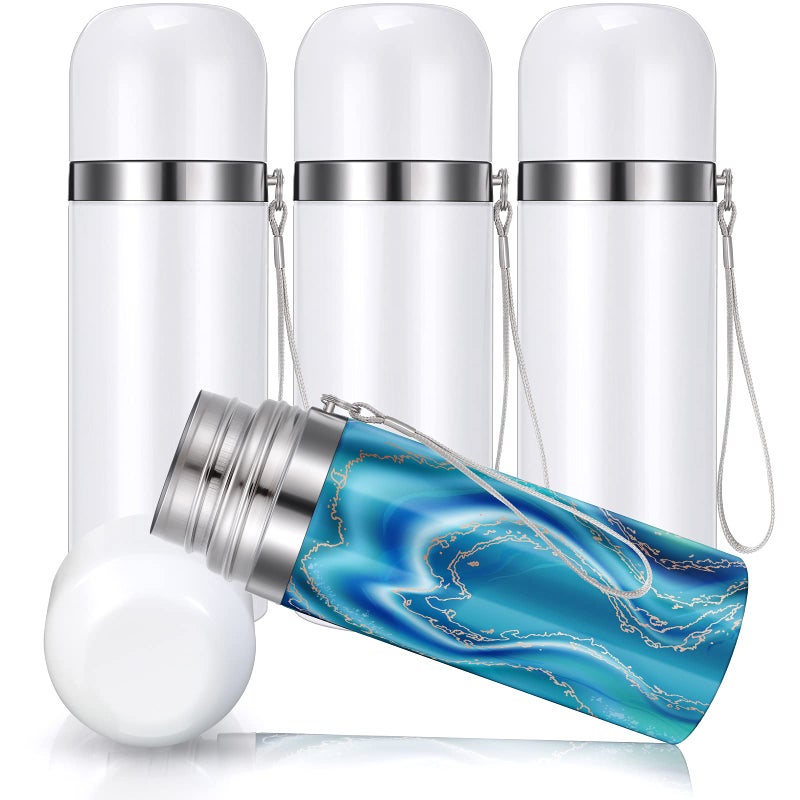Geiserailie Geiserailie 4 Pack Sublimation Tumblers Cups 12 oz Blank Vacuum Stainless Steel Tumblers with Lids White Sublimation DIY Coffee Travel Mug for Office Travel Outdoors