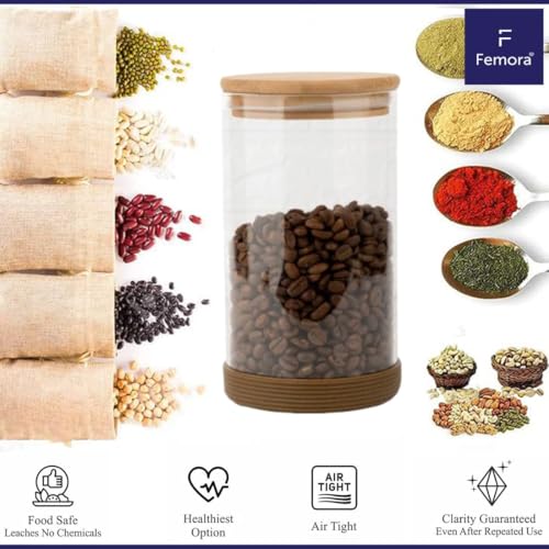 Femora Borosilicate Glass Jars with Wooded Lid| 1 Year Warranty| Multipurpose Airtight Storage Jars For Cookies, Snacks, Spices| Glass Jar 1300ml| Set Of 2| Transparent Glass Jars For Kitchen Storage - Image 5