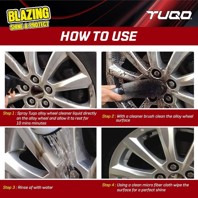 TUQO 500ml Alloy Wheel Cleaner | Rim Cleaner | Removes Dirt, Brake Dust & Grime | Safe for Aluminum & Sensitive Finishes | Restores Shine | Effective Detailing Solution for Alloys & Wheels | AWC64 - Image 4