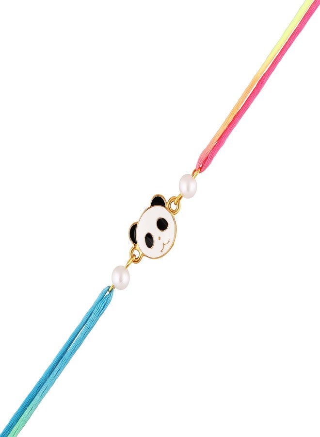 Mahi Meena Work Enameled Panda-Shaped Cartoon Rakshabandhan Rakhi for Chota Bhai, Kids, Bhatija (RA1100741G) - Image 3