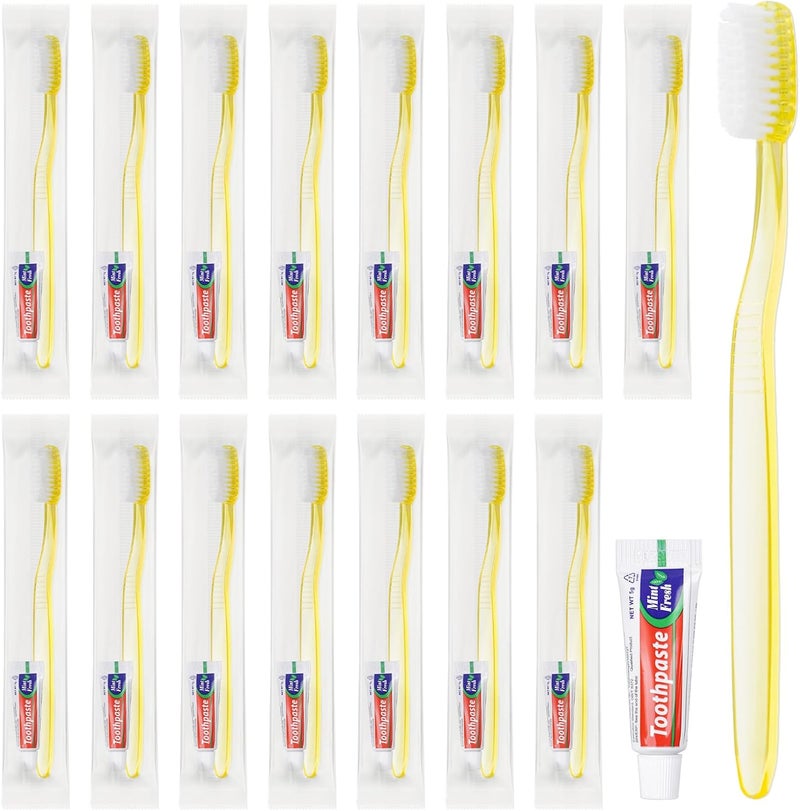 Zhjianup Disposable Toothbrush with Toothpaste Set, Individually Wrapped, Soft bristles, Travel Size Toothbrush Set for Hotel, Travel, Business, Donation, Homeless, Charity (30) - Image 1