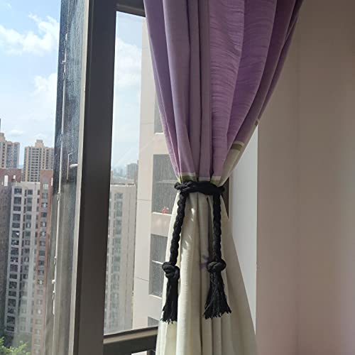 Yteseery 6 Pack Curtain Ties Rope, Outdoor Curtain Tiebacks for Patio Gazebo Pergola Cabana, Natural Cotton Curtain Holders, Village Rural Rustic Farmhouse Curtain Holdbacks for Drapery, Black - Image 5