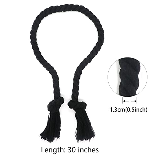 Yteseery 6 Pack Curtain Ties Rope, Outdoor Curtain Tiebacks for Patio Gazebo Pergola Cabana, Natural Cotton Curtain Holders, Village Rural Rustic Farmhouse Curtain Holdbacks for Drapery, Black - Image 4