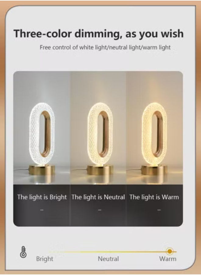 Plynox Acrylic Luxury Crystal LED Table Lamp Rechargeable Dimmable Diamond Face Ring Shape Touch Desk Bedside Indoor Night Light for Home Bedroom Living Room Decoration  - Image 3