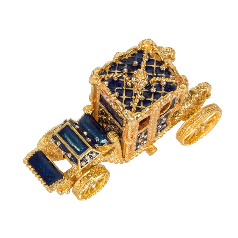 QIFU Vintage Hand Painted Royal Carriage Hinged Jewelry Trinket Box Unique Gift Home Decor - Image 3