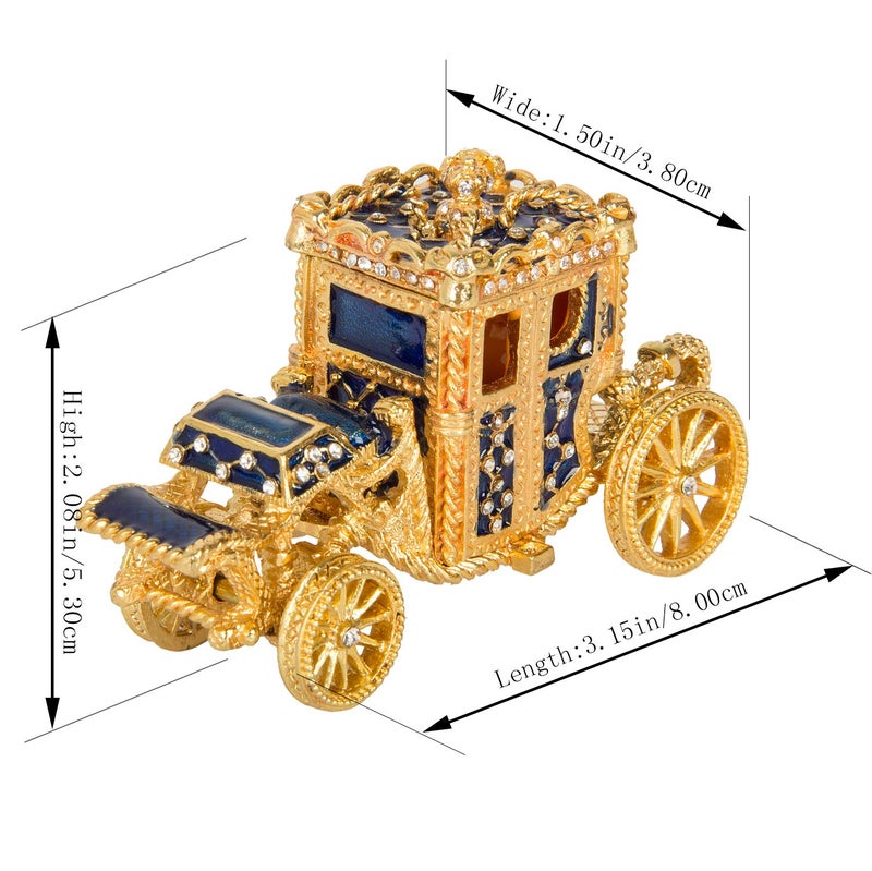 QIFU Vintage Hand Painted Royal Carriage Hinged Jewelry Trinket Box Unique Gift Home Decor - Image 5