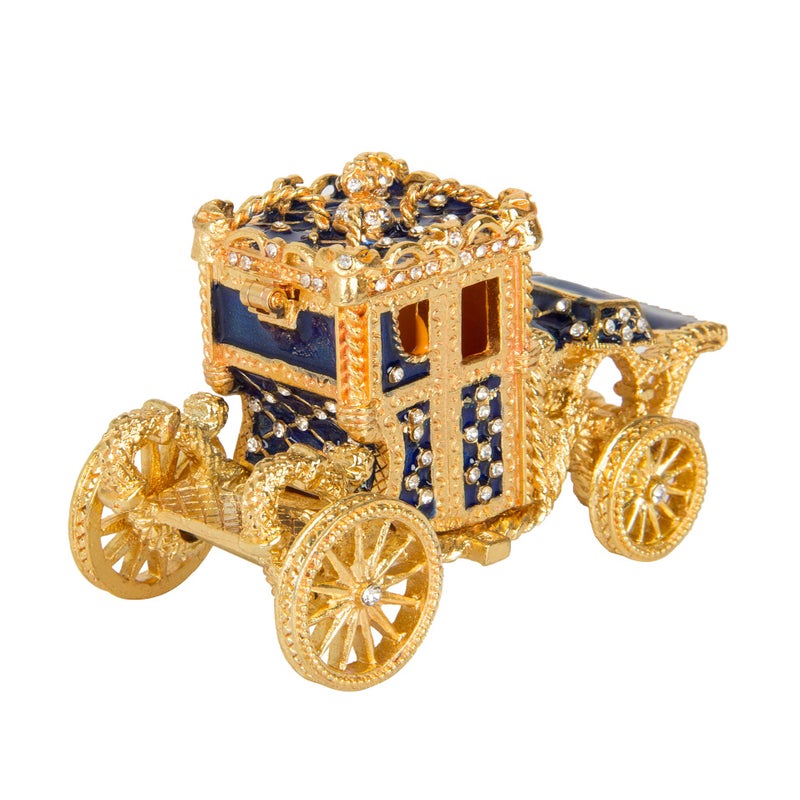 QIFU Vintage Hand Painted Royal Carriage Hinged Jewelry Trinket Box Unique Gift Home Decor - Image 2