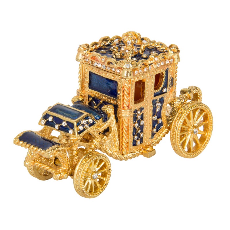 QIFU Vintage Hand Painted Royal Carriage Hinged Jewelry Trinket Box Unique Gift Home Decor - Image 1