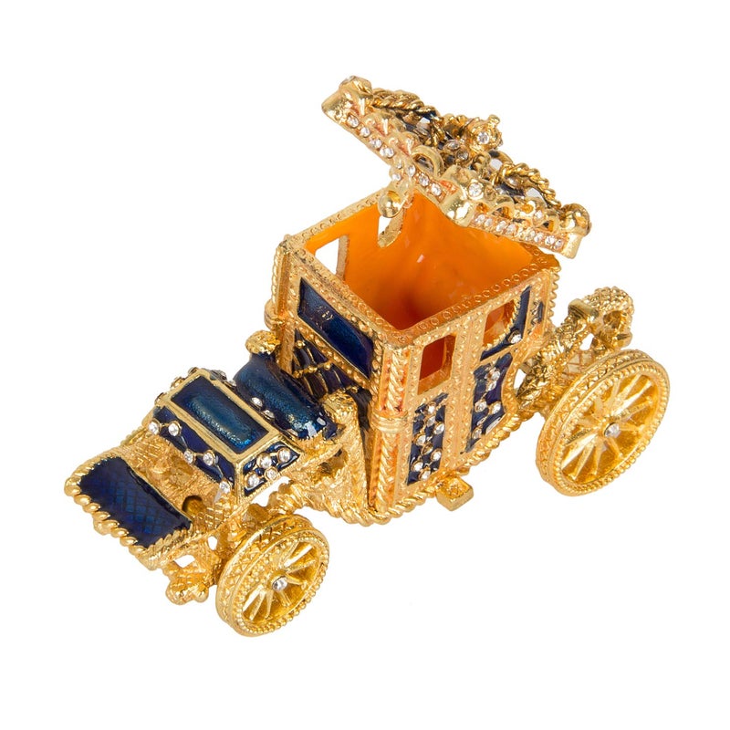 QIFU Vintage Hand Painted Royal Carriage Hinged Jewelry Trinket Box Unique Gift Home Decor - Image 4