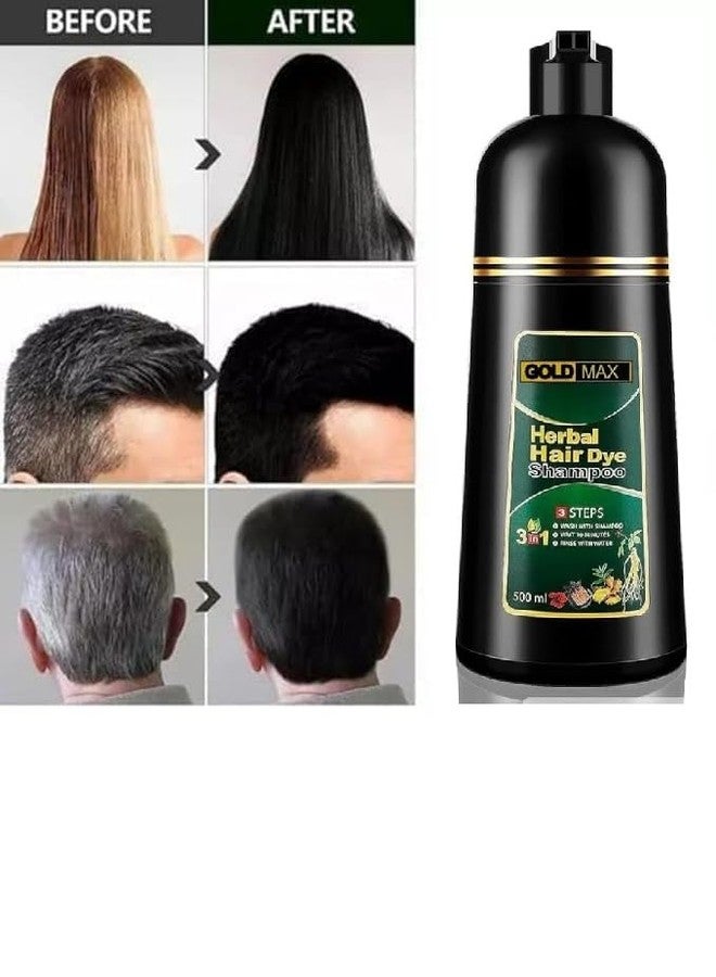 GOLD MAX Herbal 3 in 1 Hair Dye Instant Black Hair Shampoo, Natural hair dye 500ML for Women & Men - Image 3