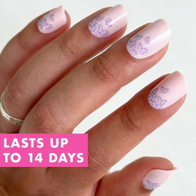 Olive & June Instant Mani Press-On Nails (Glue) | 42 Fake Nails, 21 Sizes | Non-Toxic, Long-Lasting Recycled Materials Realistic Look | Spring Flowers & Patterns | Short, Squoval | Butterfly Ombre - Image 3