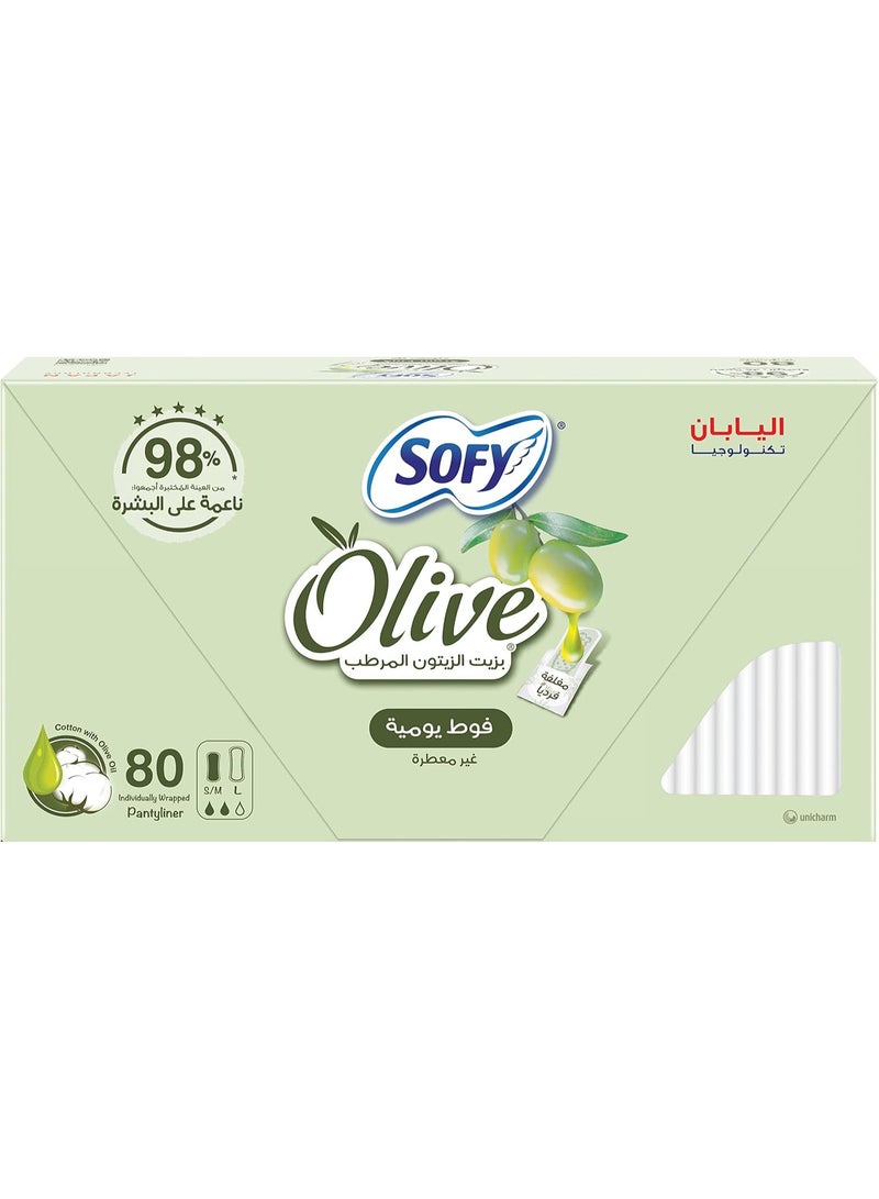 صوفي فوط يومية SOFY Olive بزيت الزيتون المرطب – 80 فوطة (غير معطرة) - Image 1