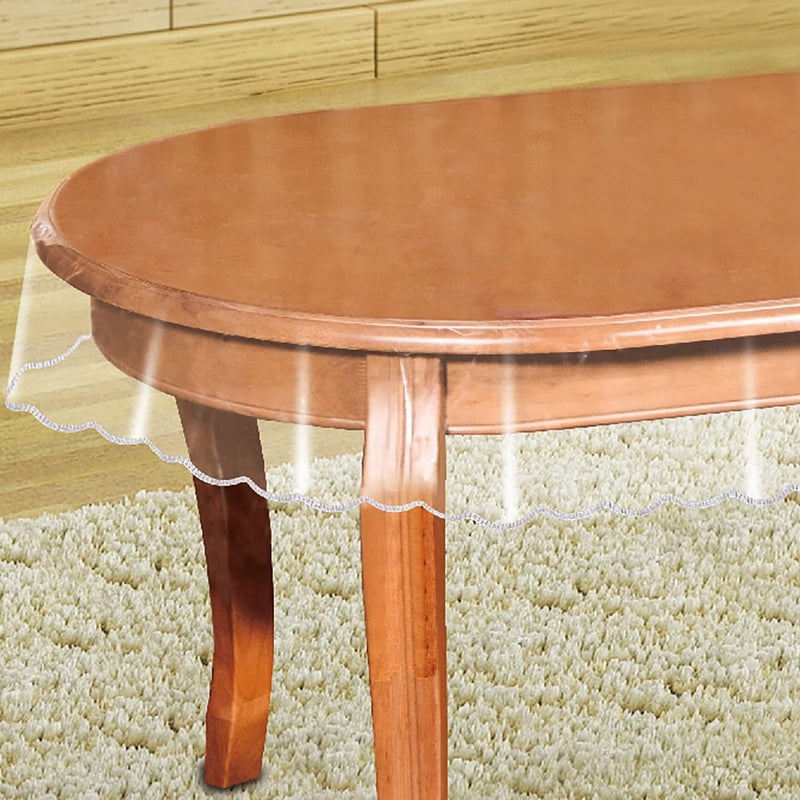 DurableDelights Clear Vinyl Oval Tablecloth Protector - 52x70 Inch Heavy Duty Oval Cover Waterproof Oil-Proof Transparent Table Clothes for Oval Dinner Table and Party Desk - Image 1