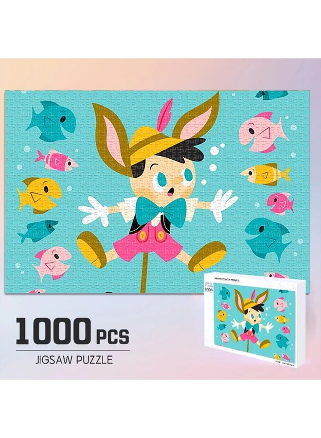 1000PCS Pinocchio Wooden Jigsaw Puzzle Mini Creative Toy Family Fun Games Wall Decor - Image 3