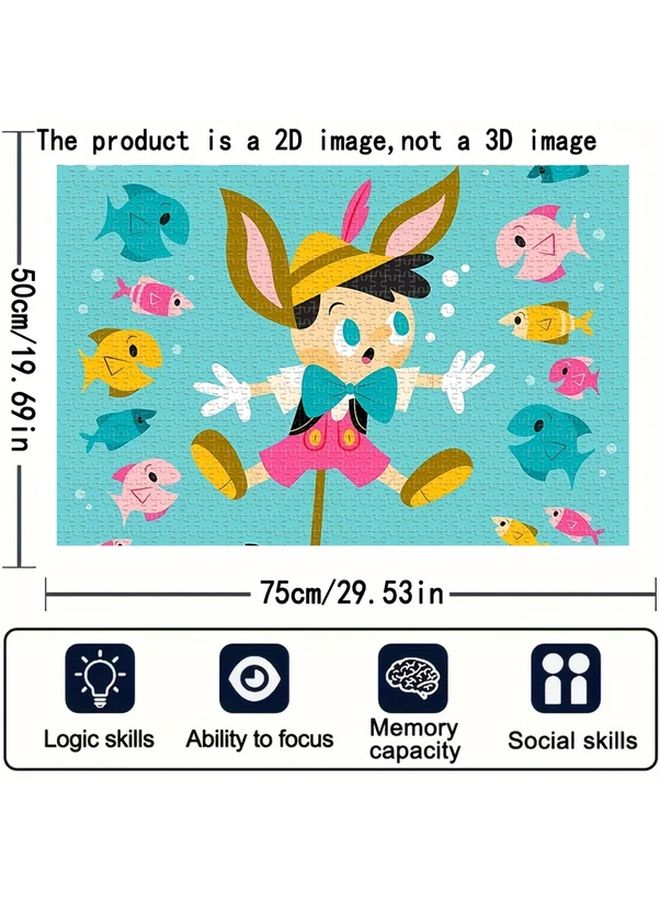 1000PCS Pinocchio Wooden Jigsaw Puzzle Mini Creative Toy Family Fun Games Wall Decor - Image 5