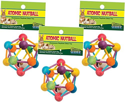 Ware Manufacturing 3 Pack Ware Manufacturing Wood Atomic Nut Ball Pet Toys for Small Pets Large - Image 1