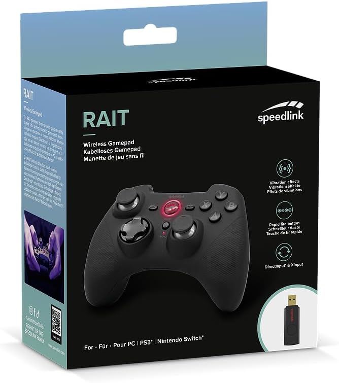 SPEEDLINK RAIT Gamepad Wireless – wireless game pad with vibration function for PC/PS3/Switch, black - Image 3