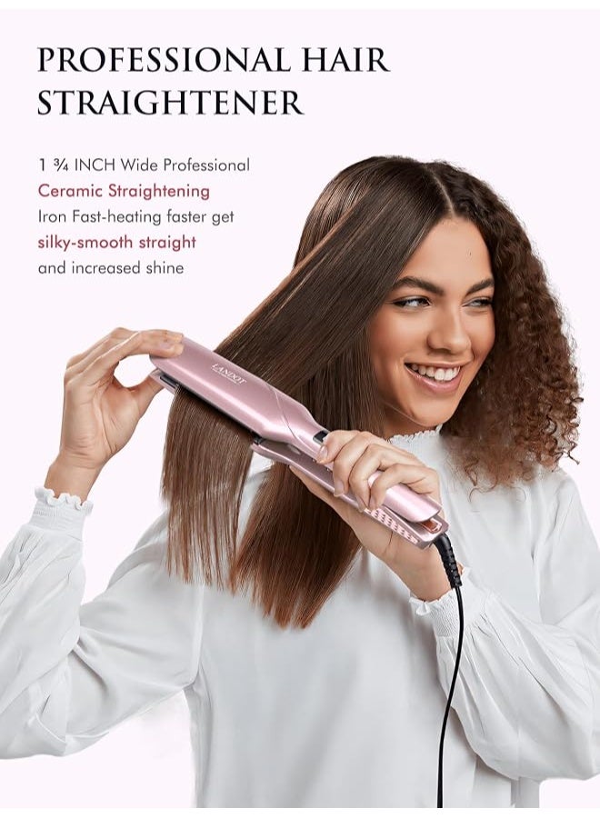 LANDOT Ceramic Flat Iron Hair Straightener: 45mm Wide Professional Flat Iron for All Hair Types - Adjustable Temp(120℃-230℃) Fast Heat up Dual Voltage Straightening Iron - Image 5