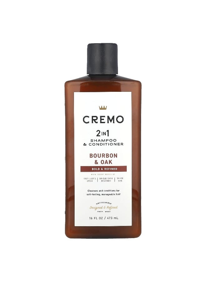 cremo كريمو، شامبو وبلسم 2 في 1، بوربون وبلوط، 16 أونصة سائلة (473 مل) - Image 1