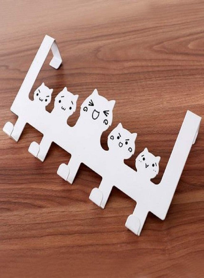 ToyTle Cat Face Happy Family Over Door Hook Steel Door Hook Organiser/Wall Hook Hanger for Hanging Clothes, Jeans - Image 1