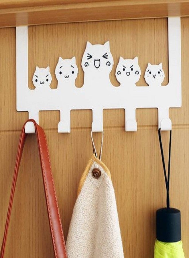 ToyTle Cat Face Happy Family Over Door Hook Steel Door Hook Organiser/Wall Hook Hanger for Hanging Clothes, Jeans - Image 3