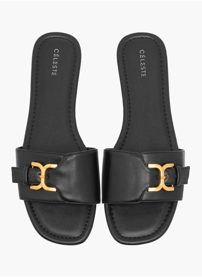 Celeste Women's Buckle Accent Slip-On Flat Sandals  - Image 1