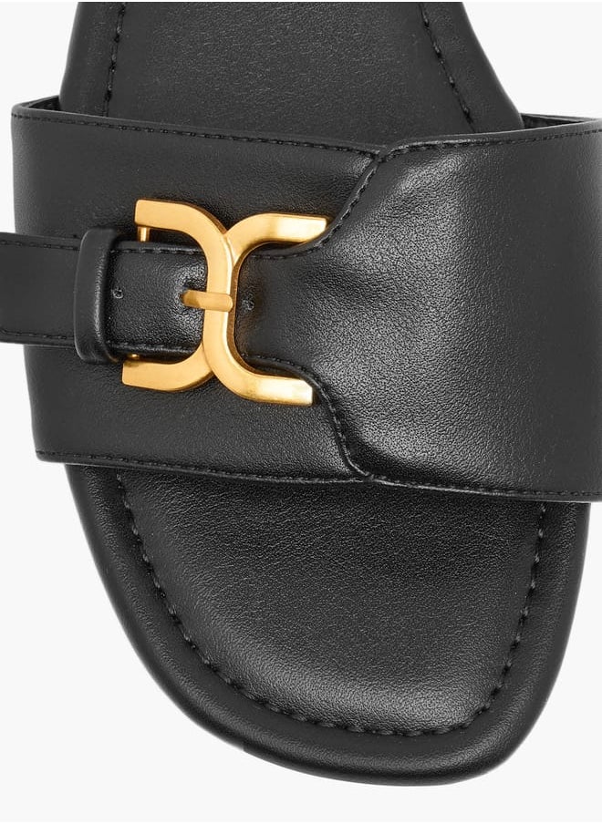 Celeste Women's Buckle Accent Slip-On Flat Sandals  - Image 3