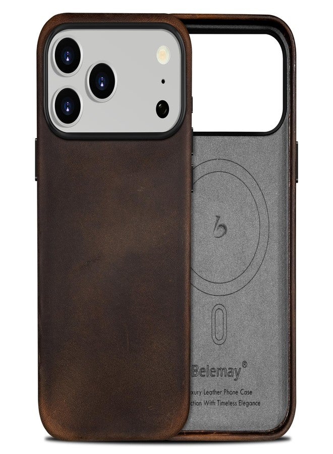 Belemay Handcrafted Crazy Horse Leather Case for iPhone 17 Pro Max, Compatible with MagSafe, Vintage Aesthetic, Two-Tone Effect, Unique Patina, Camera Control Button Coverage (6.9"), Pine Green - Image 1