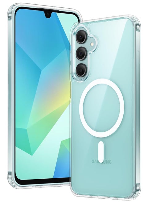 جراب لهاتف Samsung Galaxy A36/A56، جراب مغناطيسي عسكري مضاد للسقوط ومضاد للاصفرار، جراب واقٍ متين مقاوم للصدمات وشفاف (شفاف)
