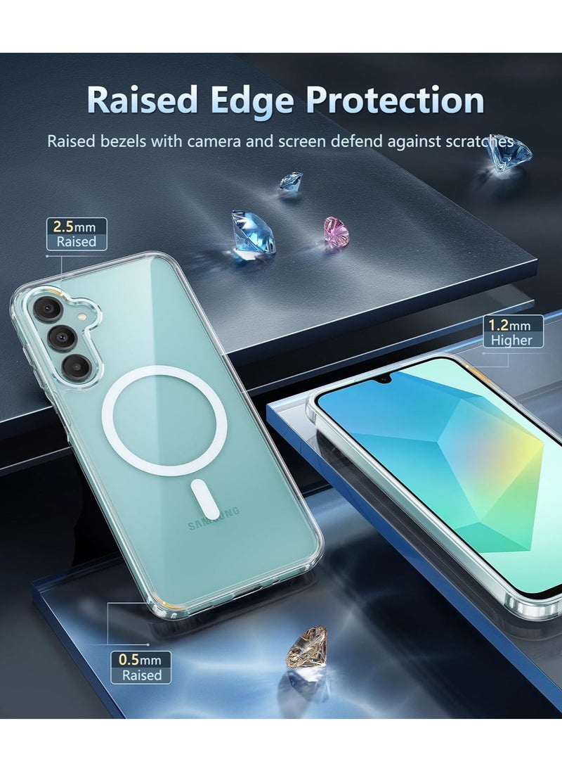 ماركة غير محددة - جراب لهاتف Samsung Galaxy A36/A56، جراب مغناطيسي عسكري مضاد للسقوط ومضاد للاصفرار، جراب واقٍ متين مقاوم للصدمات وشفاف (شفاف) - Image 1