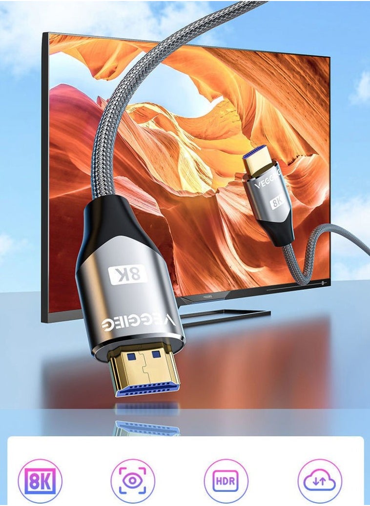فيج جيج كابل HDMI 2.1 8K 48Gbps لتوصيل أجهزة التلفزيون والكمبيوتر وصناديق التلفزيون وPS4 و PS5، يدعم دقة 8K بسرعة 60 هرتز ودقة 4K بسرعة 120 هرتز.  - Image 3