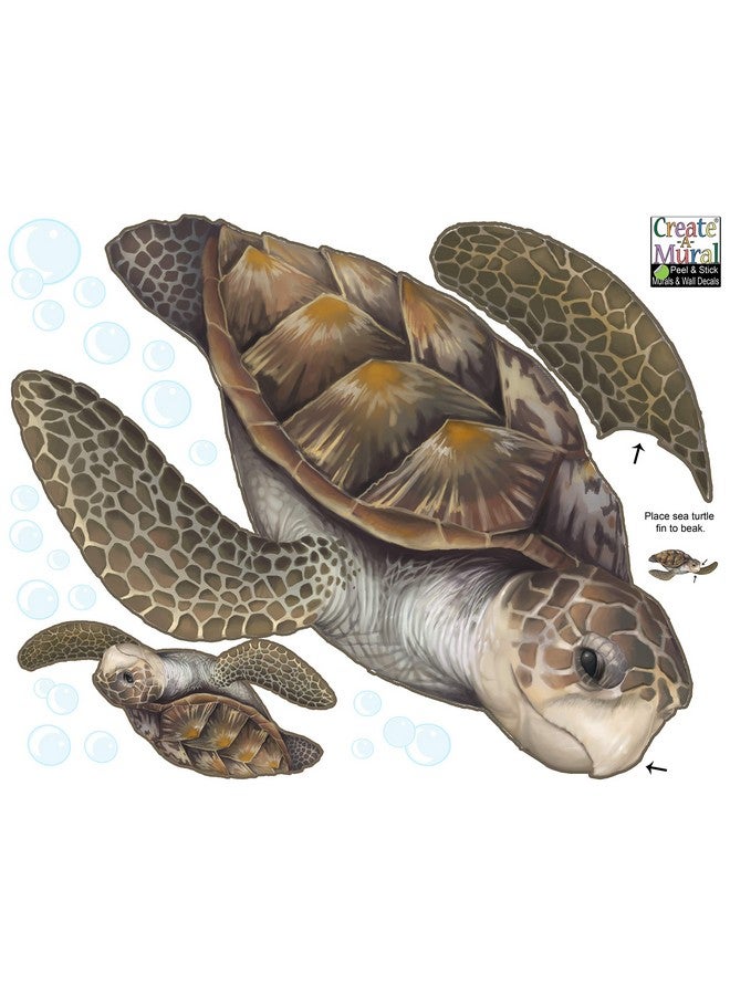Create-A-Mural Sea Turtle Wall Decal ~Ocean Undersea Animal Tortoise Wall Sticker For Kids Room Decor Boys Girls Toddler Baby Nursery Bedroom Playroom Bathroom Vinyl Art Gift - Image 5