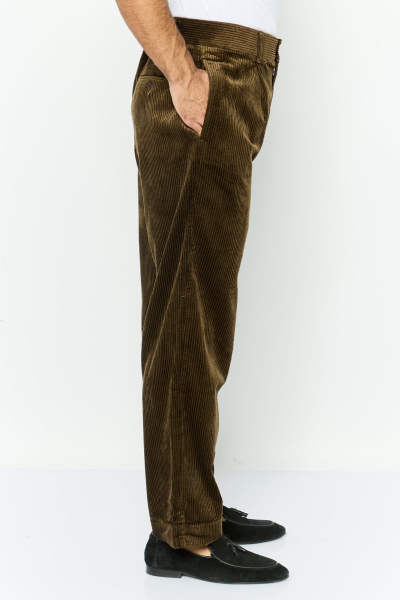 GANT Men Regular Fit Textured Wide Volume Corduroy Pants, Rich Brown - Image 3