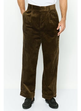 GANT Men Regular Fit Textured Wide Volume Corduroy Pants, Rich Brown  - Image 1