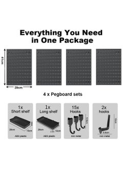 TOMSHOO Pegboard Combination Kit, Pegboards and Accessories Modular Hanging for Wall Organizer, Crafts Organization, Ornaments Display, Nursery Storage, Peg Board, PegBoard Organizer for Home, Office (black)  - Image 4