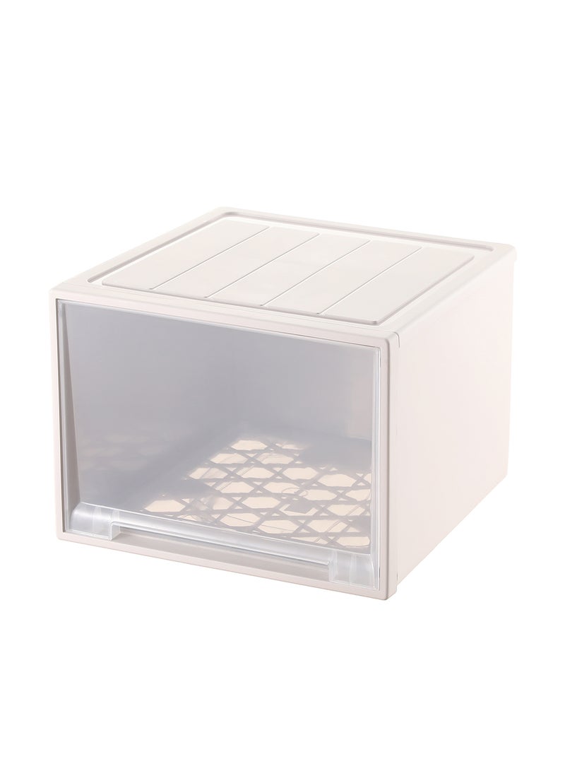 Ollieroo صندوق تخزين بلاستيكي بيج مع عجلات - منظم كبير قابل للتكديس من مادة PP مع درج سهل السحب وعجلات سهلة التركيب للتخزين في الخزانة والمكتب وغرفة النوم، 47.5 × 45 × 33 سم - Image 1