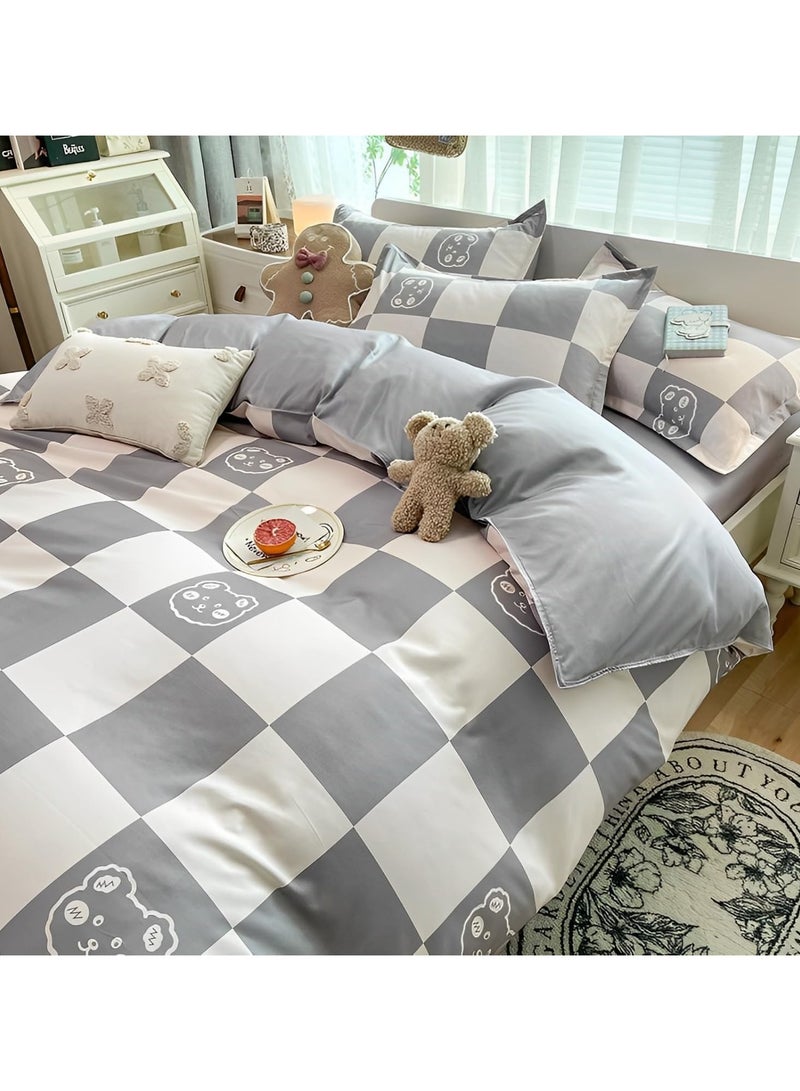 عام “طقم ملاءات من 4 قطع، مجموعة أغطية لحاف ناعمة من القطن، بدون لب، تحتوي على 1 غطاء لحاف بحجم 200 * 230 سم و1 ملاءة و2 غطاء وسادة.” - Image 1