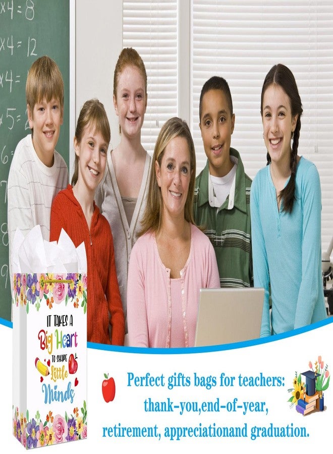 WhatSign Teacher Appreciation Gift Bags - 11.5" Teacher Retirement Gift Bag with Handle Thank You Teachers End of Year Teachers Gifts Wrap Bags with Tissue Paper - Image 2