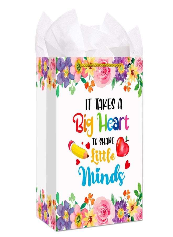 WhatSign Teacher Appreciation Gift Bags - 11.5" Teacher Retirement Gift Bag with Handle Thank You Teachers End of Year Teachers Gifts Wrap Bags with Tissue Paper - Image 1