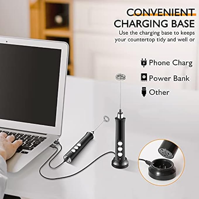 Unity Milk Frother Handheld Coffee Frother Usb Rechargeable Electric Foam Maker Egg Beater With Double Spring Whisk Head For Cappuccino Frappe Matcha Hot Chocolate Lattes - Image 5