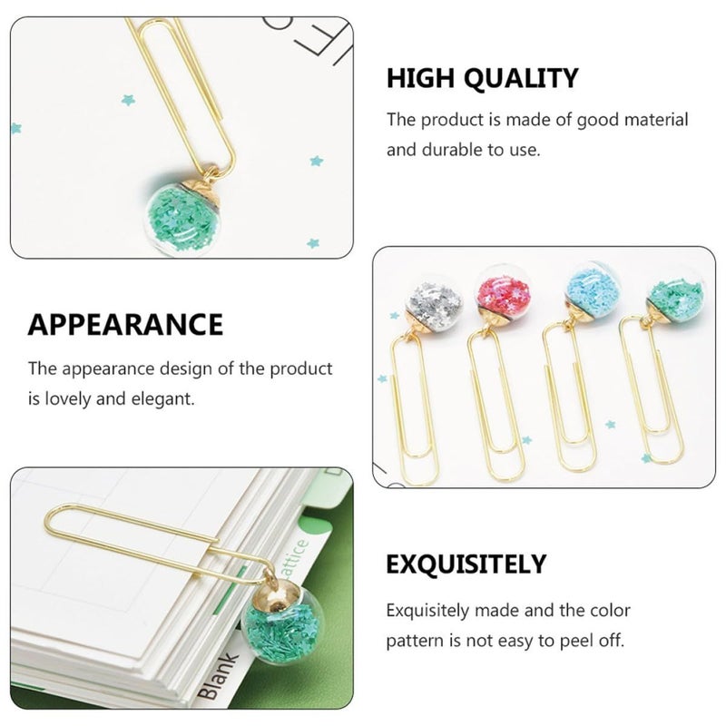 Mint Green Crystal Ball Paper Clips 10PCS Smooth Non Scratch Surface for School Office Document Organization - Image 3