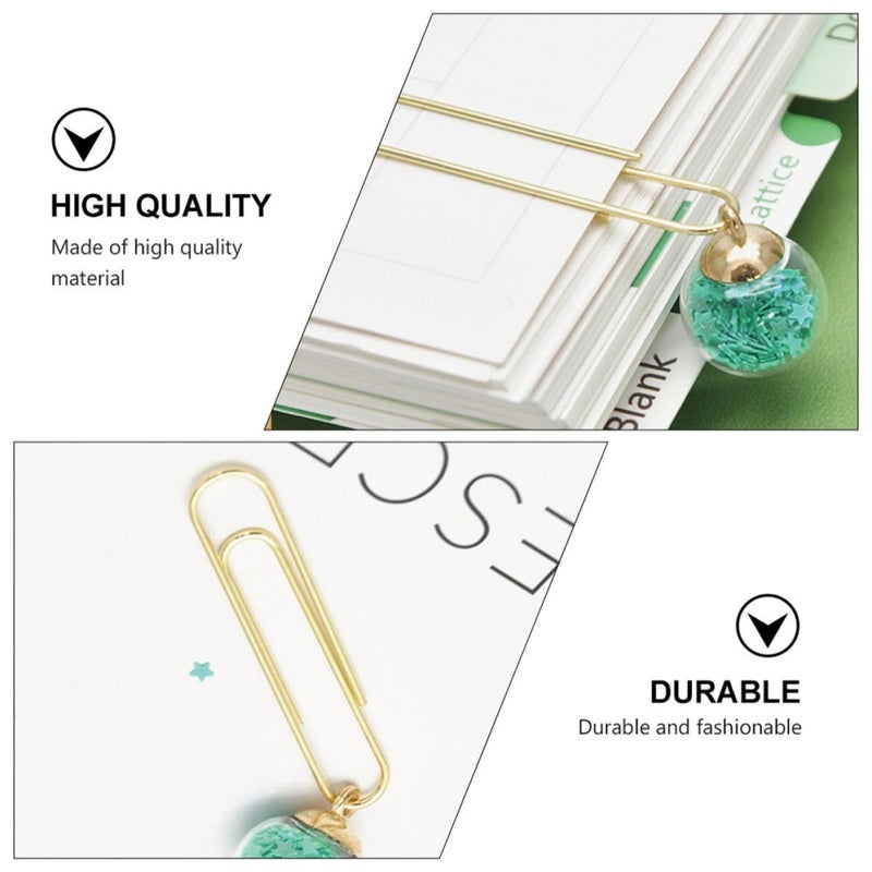 Mint Green Crystal Ball Paper Clips 10PCS Smooth Non Scratch Surface for School Office Document Organization - Image 4