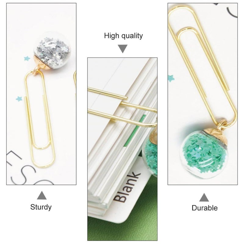 Mint Green Crystal Ball Paper Clips 10PCS Smooth Non Scratch Surface for School Office Document Organization - Image 5