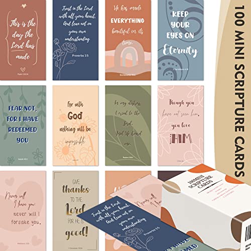 BRYTEFY 100 Earth Tone Prayer Cards, Inspirational Bible Verse Cards, Assorted Mini Scripture Cards, Encouragement Motivational Cards, Christian Bible Gifts - Image 1