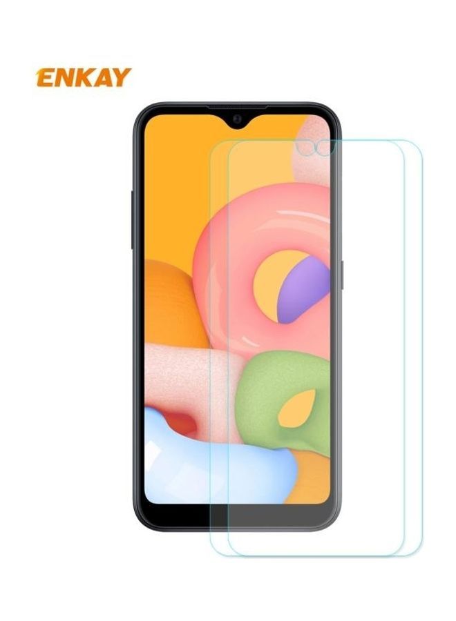 NIBEMINENT 2-Piece ENKAY 2.5D Curved Edge Tempered Glass Screen Protector For Samsung Galaxy A01 Clear - Image 1